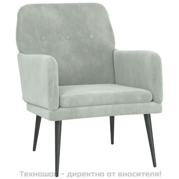 Кресло, светлосиво, 62x79x79 см, кадифе