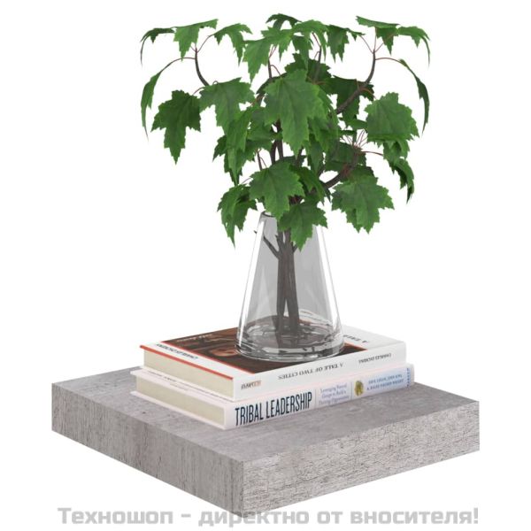 Окачени стенни рафтове, 2 бр, бетонно сиви, 23x23,5x3,8 см, МДФ