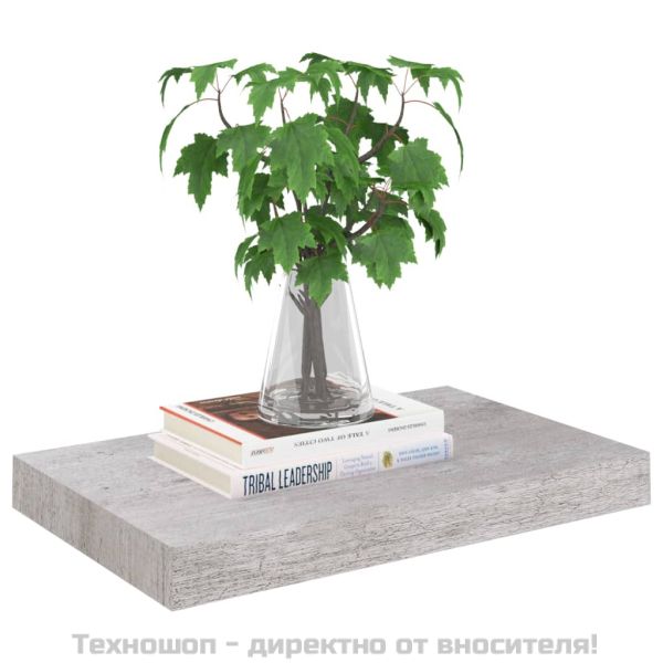 Окачен стенен рафт, бетонно сив, 40x23x3,8 см, МДФ