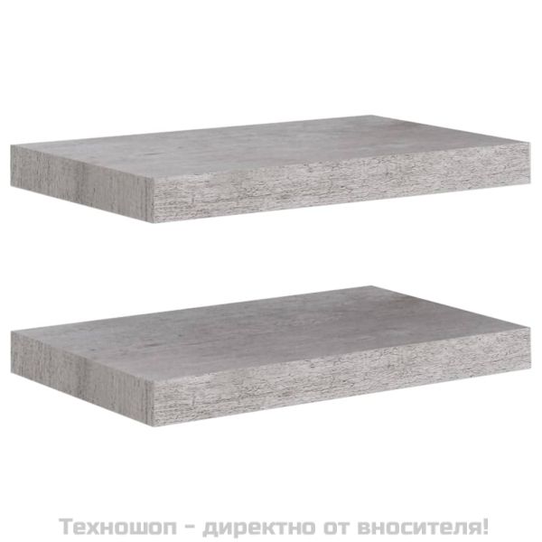Окачени стенни рафтове, 2 бр, бетонно сиви, 40x23x3,8 см, МДФ