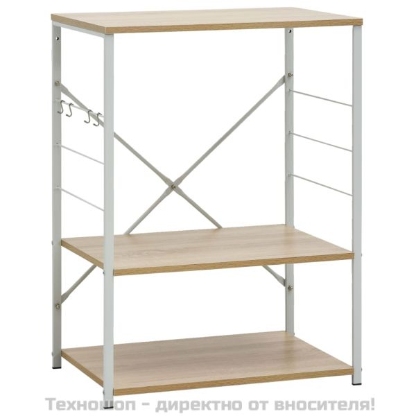 Шкаф за микровълнова бял и дъб 60x39,6x79,5 см инженерно дърво