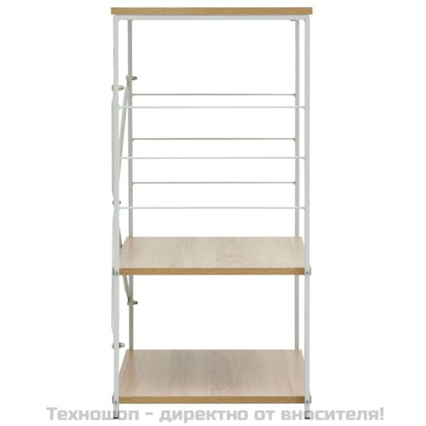 Шкаф за микровълнова бял и дъб 60x39,6x79,5 см инженерно дърво