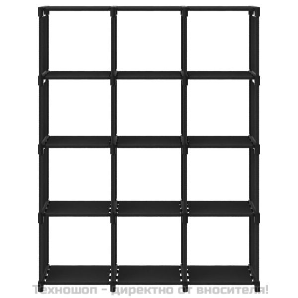 Рафт с 12 кубични отделения, черен, 103x30x141 см, плат