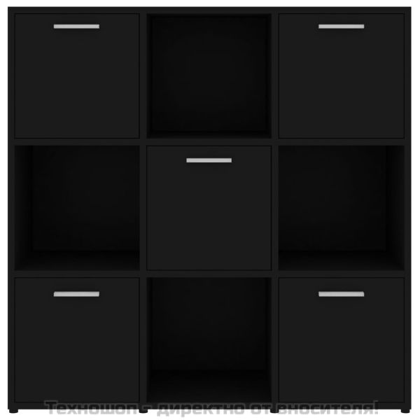 Шкаф библиотека, черен, 90x30x90 см, инженерно дърво