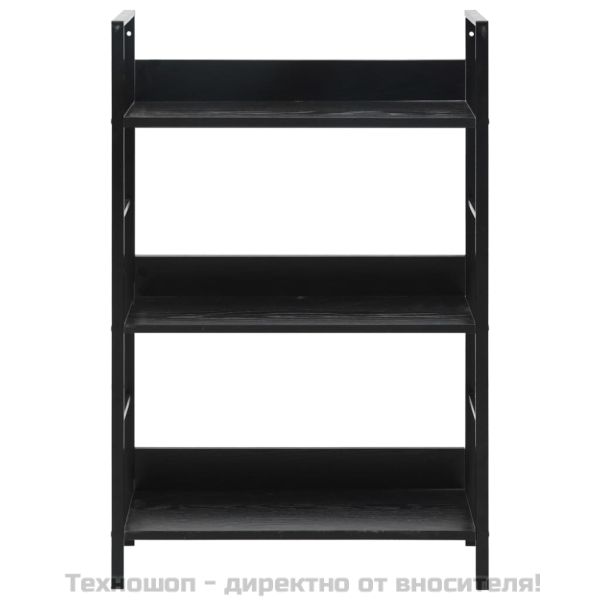 Библиотека с 3 рафта, черна, 60x27,6x90,5 см, инженерно дърво