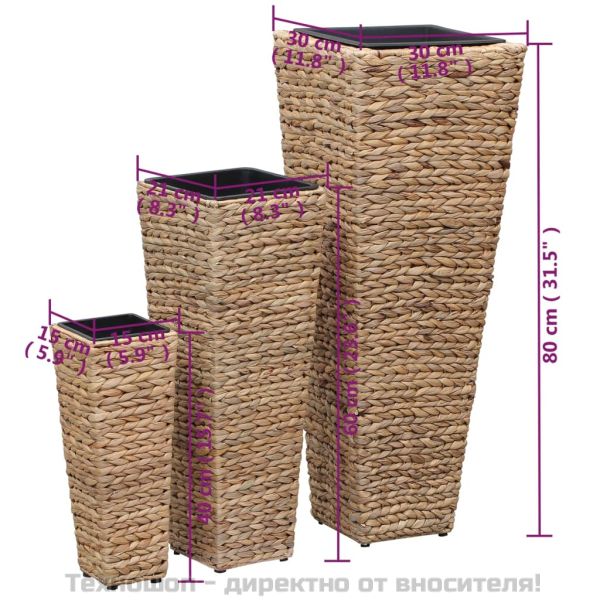 Повдигнати лехи, 3 бр, воден хиацинт, кафяви