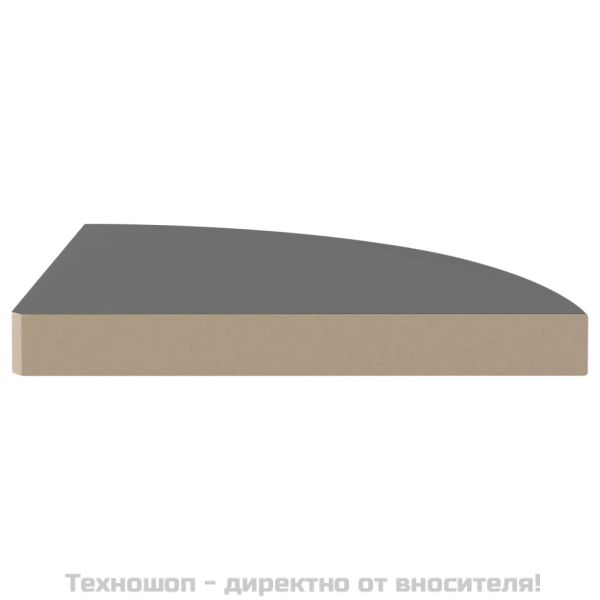 Окачени ъглови рафтове, 4 бр, сив гланц, 35x35x3,8 см, МДФ