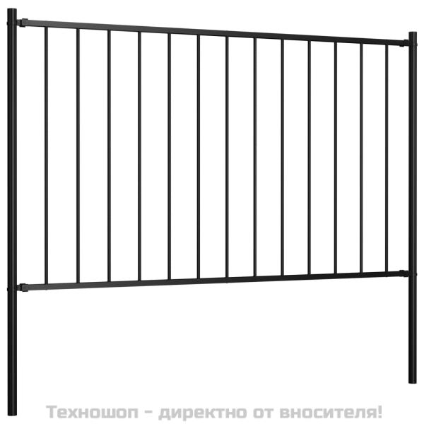 Оградно пано колове прахово боядисана стомана 1,7x1,25 м черно