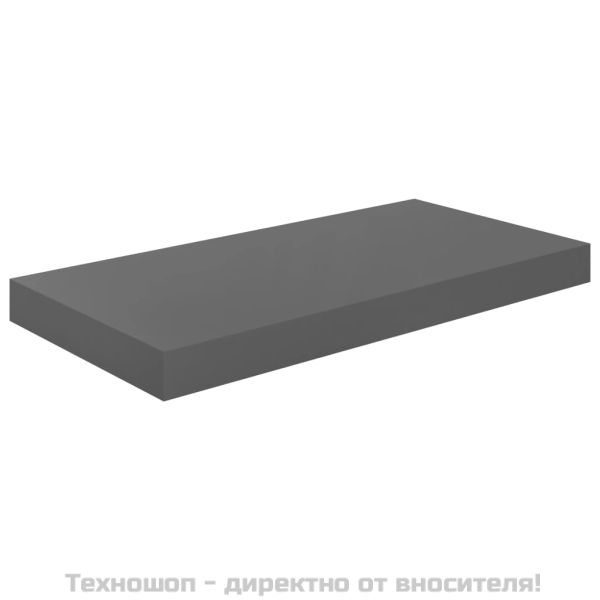 Окачени стенни рафтове, 2 бр, сив гланц, 50x23x3,8 см, МДФ