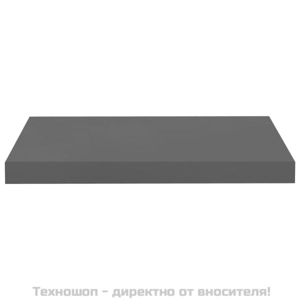 Окачени стенни рафтове, 2 бр, сив гланц, 50x23x3,8 см, МДФ