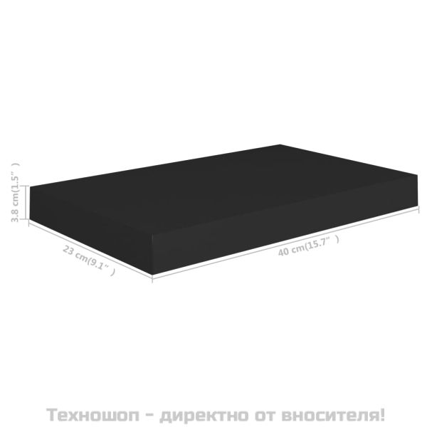 Окачени стенни рафтове, 4 бр, черни, 40x23x3,8 см, МДФ