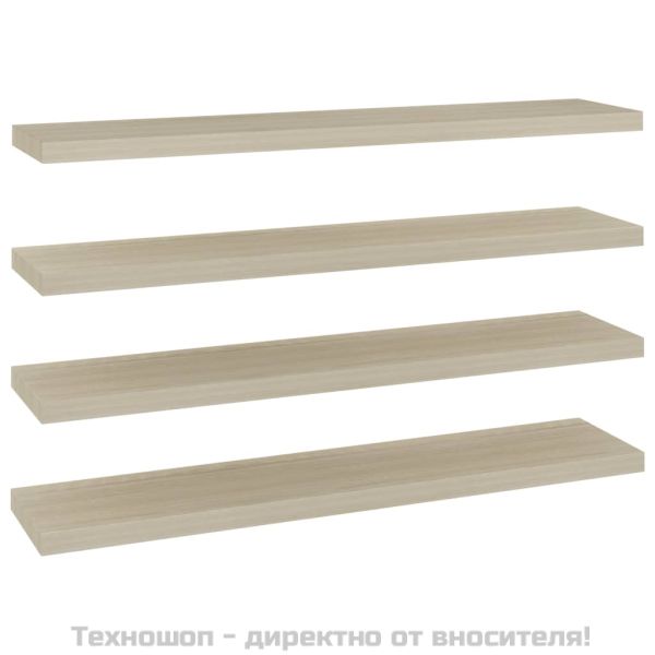 Окачени стенни рафтове, 4 бр, дъб, 120x23,5x3,8 см, МДФ