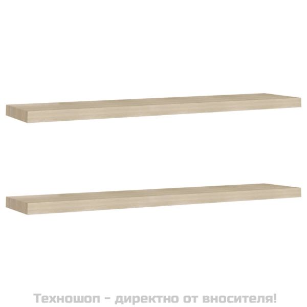 Окачени стенни рафтове, 2 бр, дъб, 120x23,5x3,8 см, МДФ