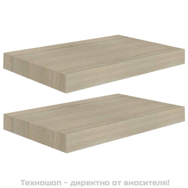 Окачени стенни рафтове, 2 бр, дъб, 40x23x3,8 см, МДФ