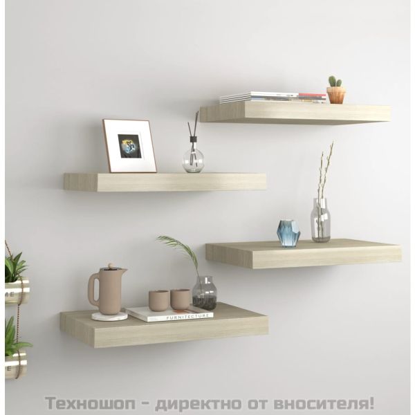 Окачени стенни рафтове, 4 бр, дъб, 40x23x3,8 см, МДФ