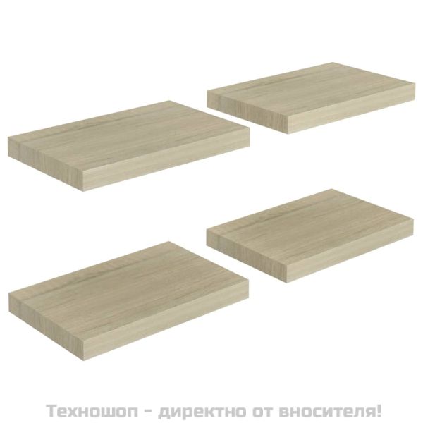 Окачени стенни рафтове, 4 бр, дъб, 40x23x3,8 см, МДФ