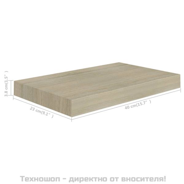 Окачени стенни рафтове, 4 бр, дъб, 40x23x3,8 см, МДФ