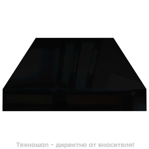 Окачени стенни рафтове, 2 бр, черен гланц, 60x23,5x3,8 см, МДФ