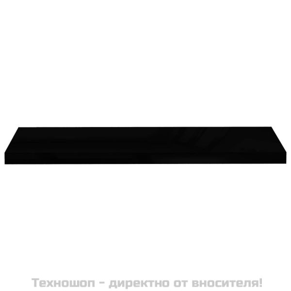 Окачен стенен рафт, черен гланц, 90x23,5x3,8 см, МДФ