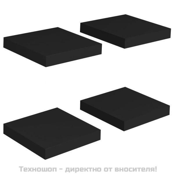 Окачени стенни рафтове, 4 бр, черни, 23x23,5x3,8 см, МДФ