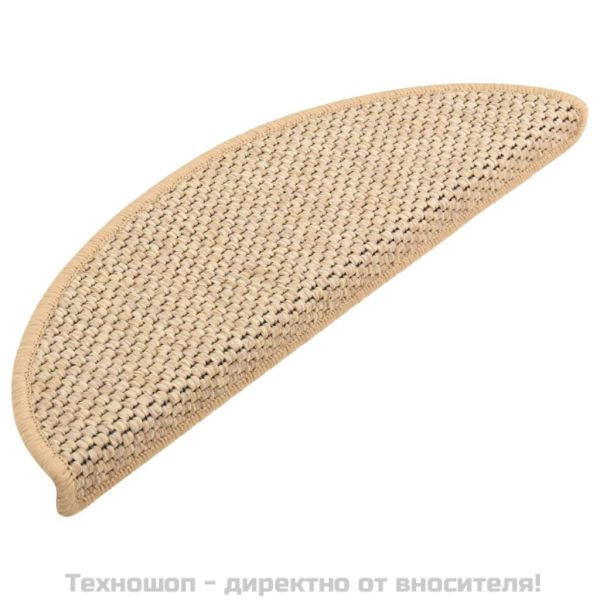 Стелки за стълби, вид сизал, 15 бр, 65x21x4 см, светлобежови
