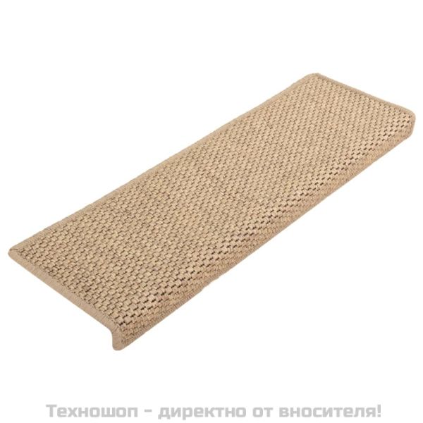 Самозалепващи стелки за стълби вид сизал 15бр 65x21x4см пясъчни