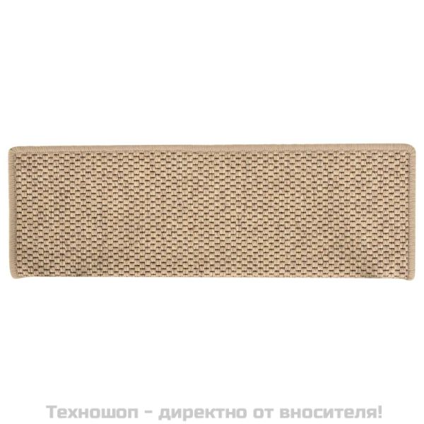 Самозалепващи стелки за стълби вид сизал 15бр 65x21x4см пясъчни