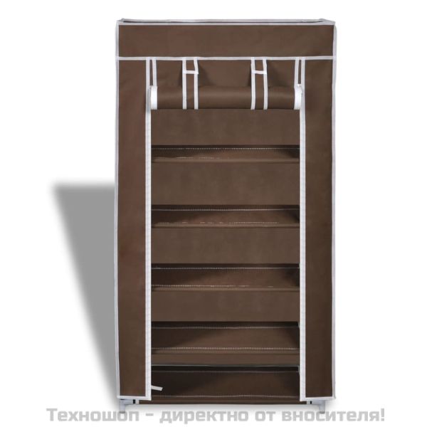 Платнен шкаф за обувки с покривало 58 х 28 х 106 см, кафяв