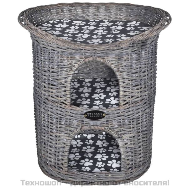 2-етажно върбово котешко дърво/къща/драскалка с възглавница