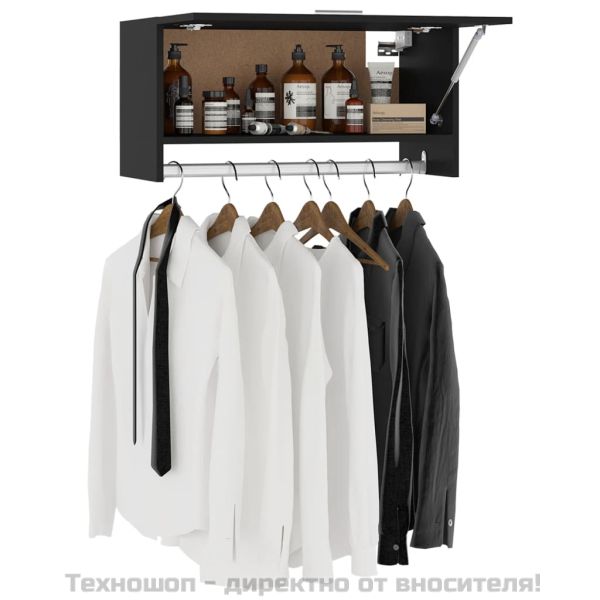 Гардероб, черен, 70x32,5x35 см, инженерно дърво