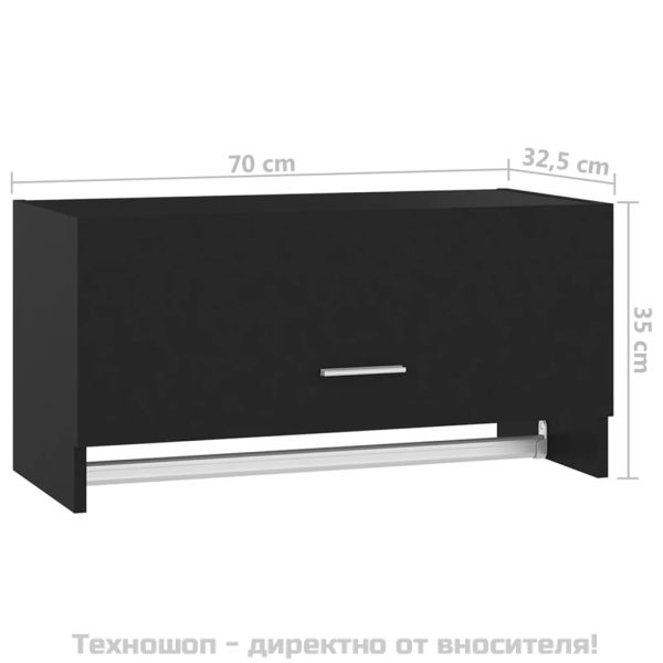 Гардероб, черен, 70x32,5x35 см, инженерно дърво