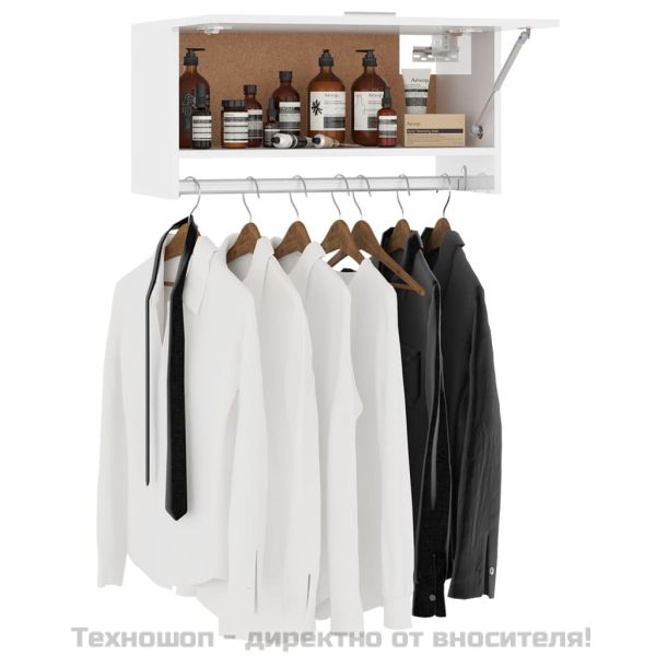 Гардероб, бял гланц, 70x32,5x35 см, инженерно дърво