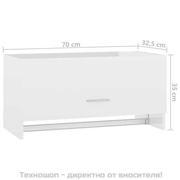 Гардероб, бял гланц, 70x32,5x35 см, инженерно дърво