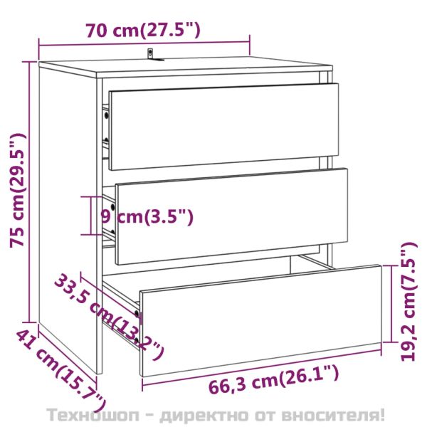 Бюфети, 3 бр, сив сонома, инженерна дървесина