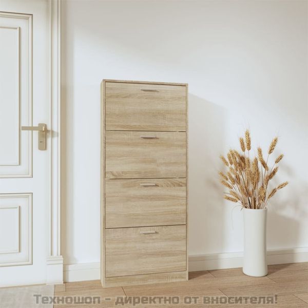 Шкаф за обувки, дъб, 59x17x150 см, инженерно дърво