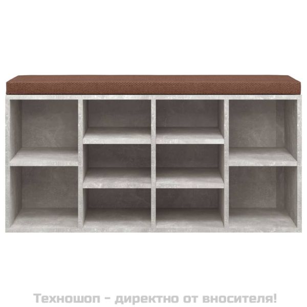 Пейка за обувки бетонно сиво 103x30x48 см инженерно дърво