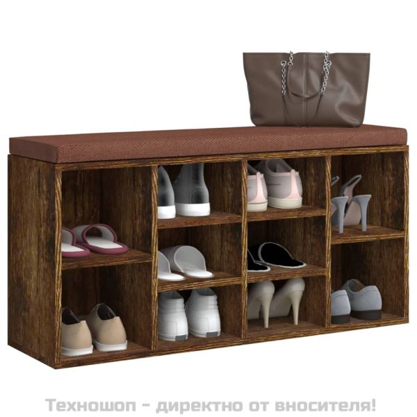 Пейка за обувки, опушен дъб, 103x30x48 см, инженерно дърво
