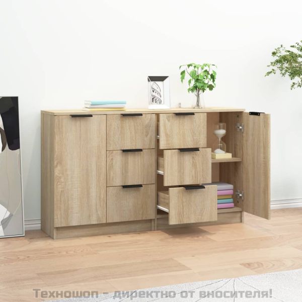 Сайдборди, 2 бр, дъб сонома, 60x30x70 см, инженерно дърво