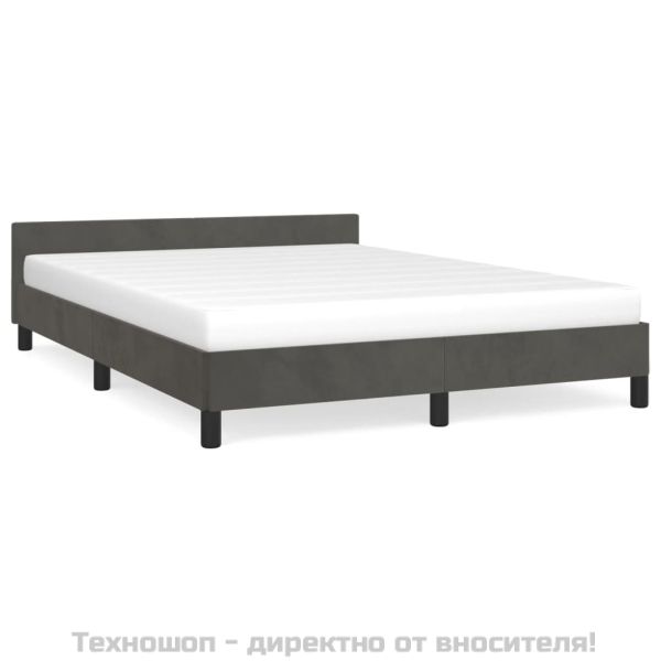 Рамка за легло без матрак, тъмносива, 140x200 см, кадифе