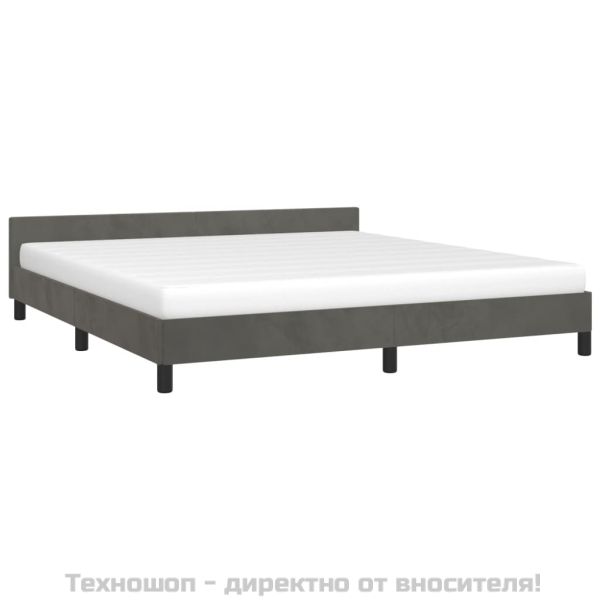 Рамка за легло без матрак, тъмносива, 160x200 см, кадифе