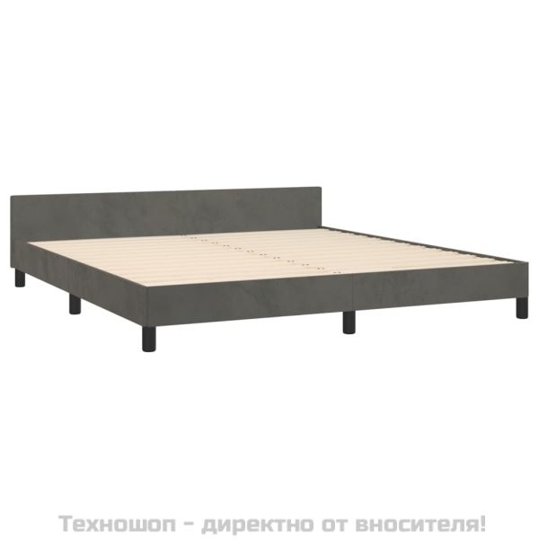 Рамка за легло без матрак, тъмносива, 160x200 см, кадифе