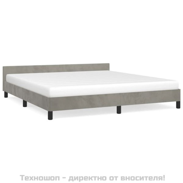 Рамка за легло без матрак, светлосива, 160x200 см, кадифе