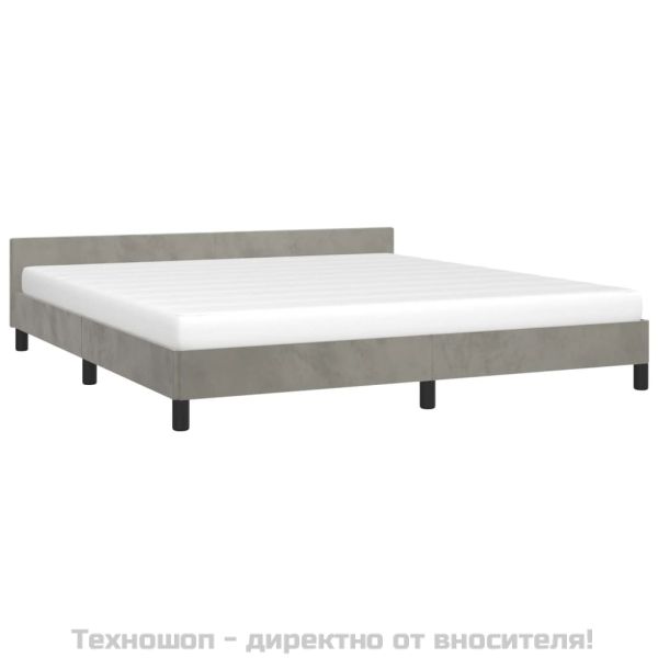 Рамка за легло без матрак, светлосива, 160x200 см, кадифе