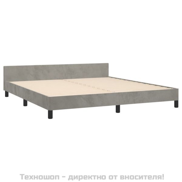 Рамка за легло без матрак, светлосива, 160x200 см, кадифе