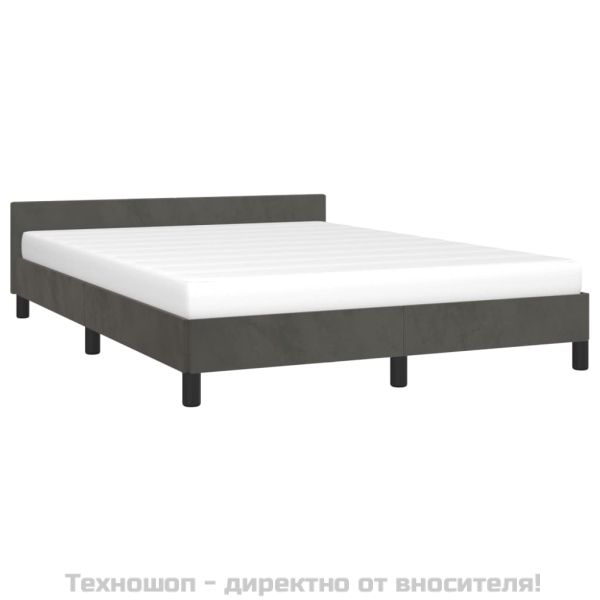 Рамка за легло без матрак, тъмносива, 140x190 см, кадифе