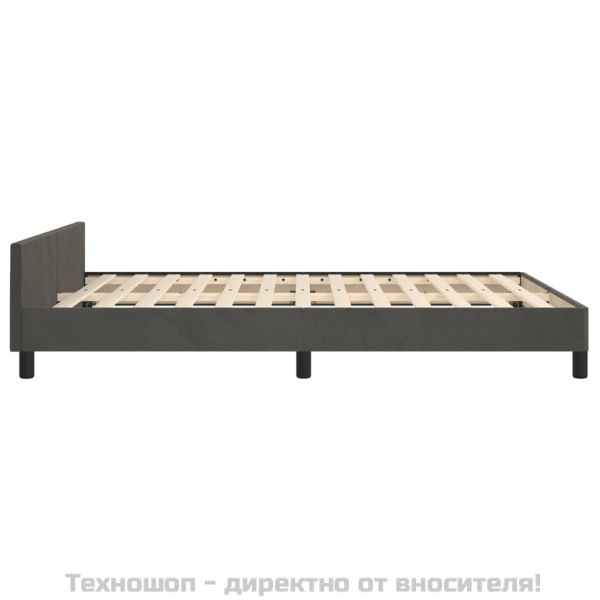 Рамка за легло без матрак, тъмносива, 140x190 см, кадифе