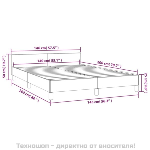 Рамка за легло без матрак, тъмносиня, 140x200 см, кадифе