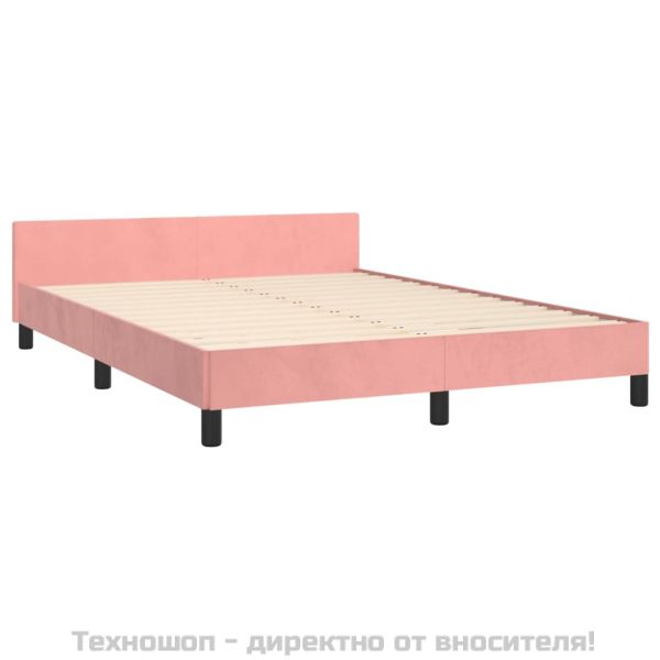 Рамка за легло с табла без матрак, розова, 140x200 см, кадифе