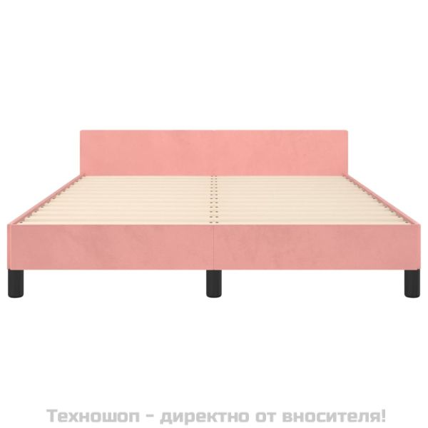 Рамка за легло с табла без матрак, розова, 140x200 см, кадифе