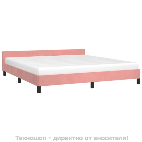 Рамка за легло с табла без матрак, розова, 180x200 см, кадифе
